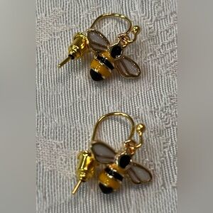 Bee Gold Plated wire earrings Handmade by Me New